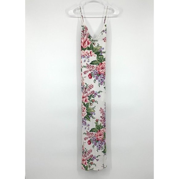 Forever 21 Dresses & Skirts - Forever 21 Maxi Dress White Floral Print Sleeveless Front Slit